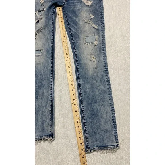 American Eagle Jeans Men's 29x32 Slim Flex Ripped Distressed Denim Acid Wash - Picture 9 of 10